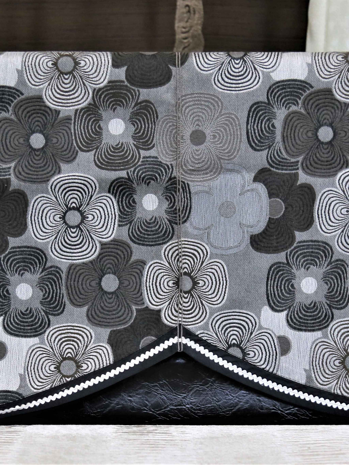 Black Printed Polyester Sofa Back 23x25 inch front view