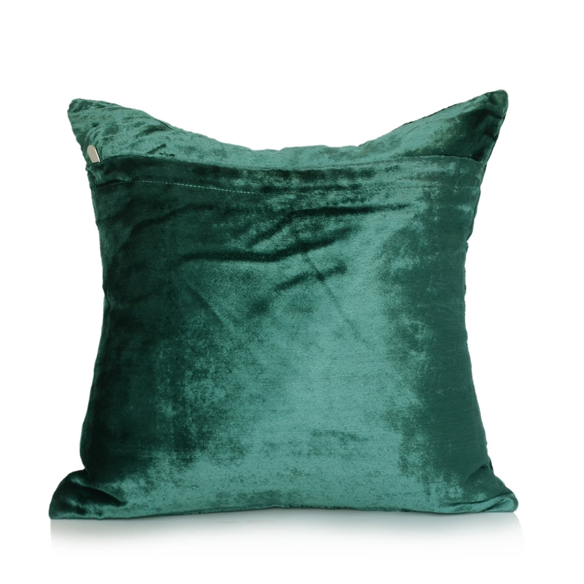Plain teal green velvet reverse of the beaded frame cushion cover