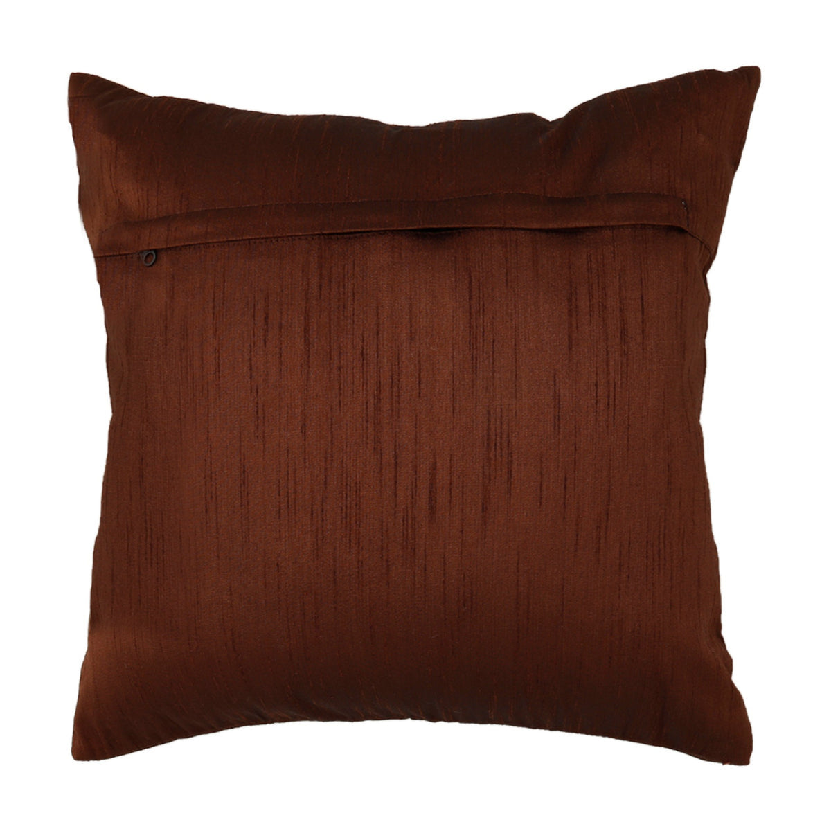 Plain brown dupion silk reverse of the chevron embroidered cushion cover