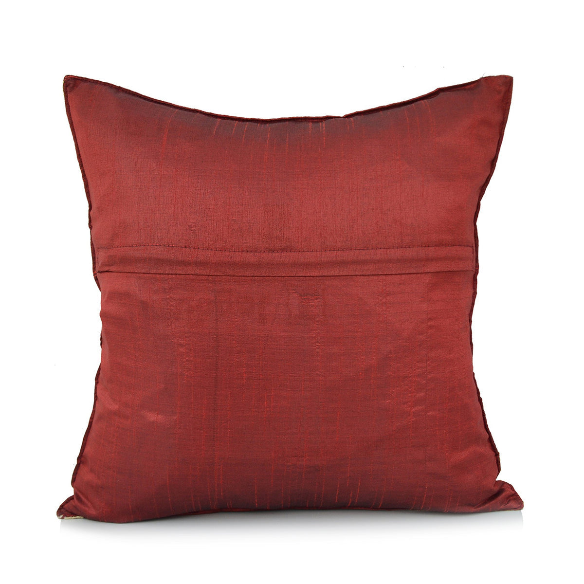 Plain maroon dupion silk reverse of the gold mandala cushion cover