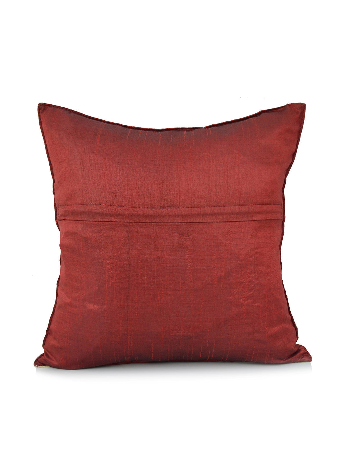 Plain maroon dupion silk reverse of the gold mandala cushion cover