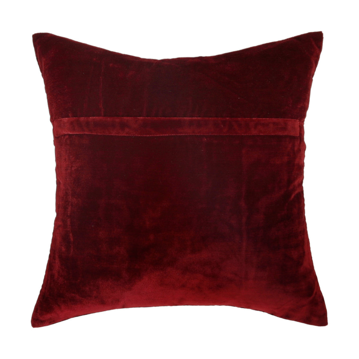 Plain maroon velvet reverse with a concealed envelope opening
