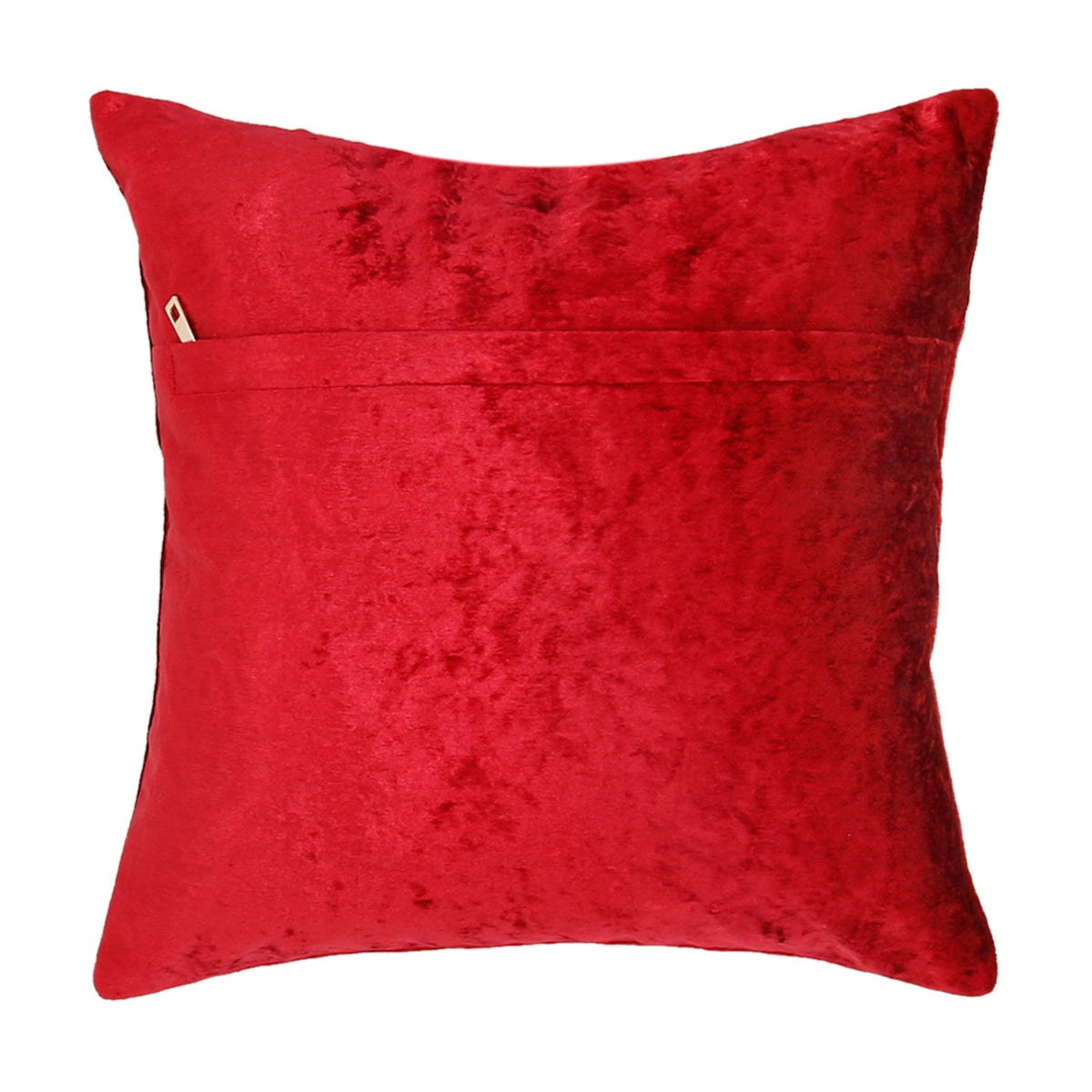 Plain red velvet reverse with a concealed envelope opening