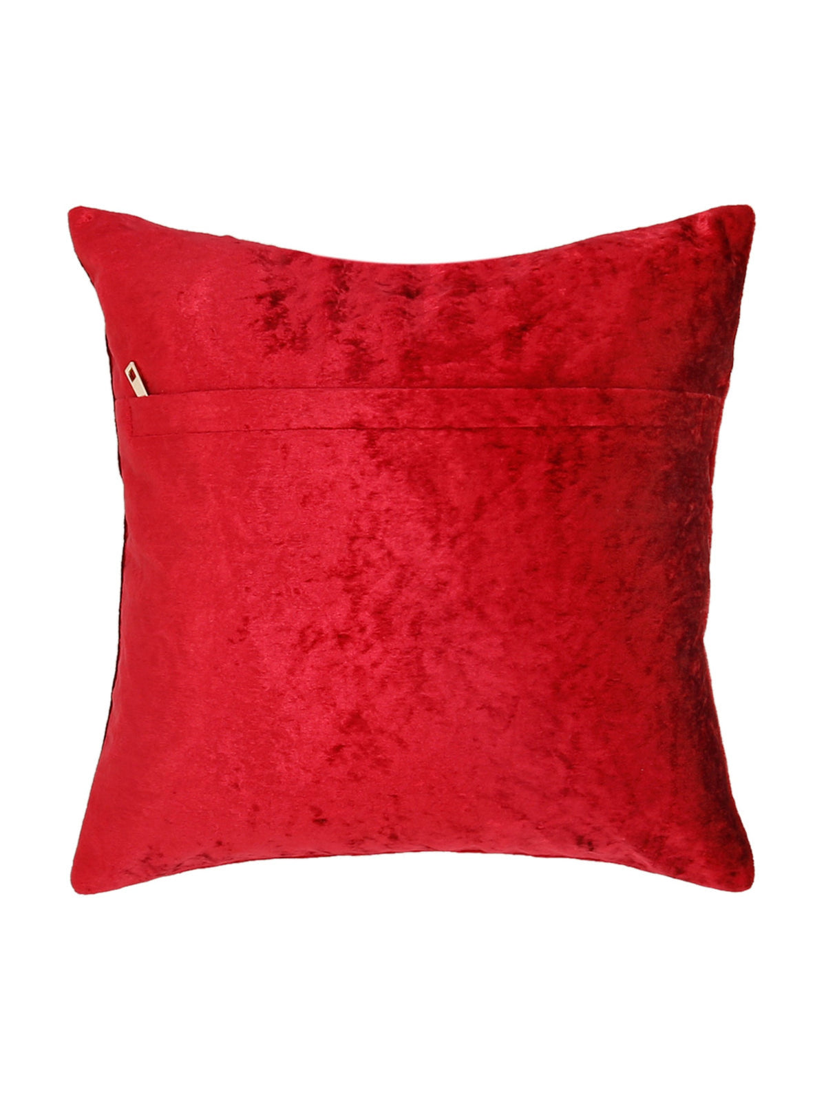 Plain red velvet reverse with a concealed envelope opening