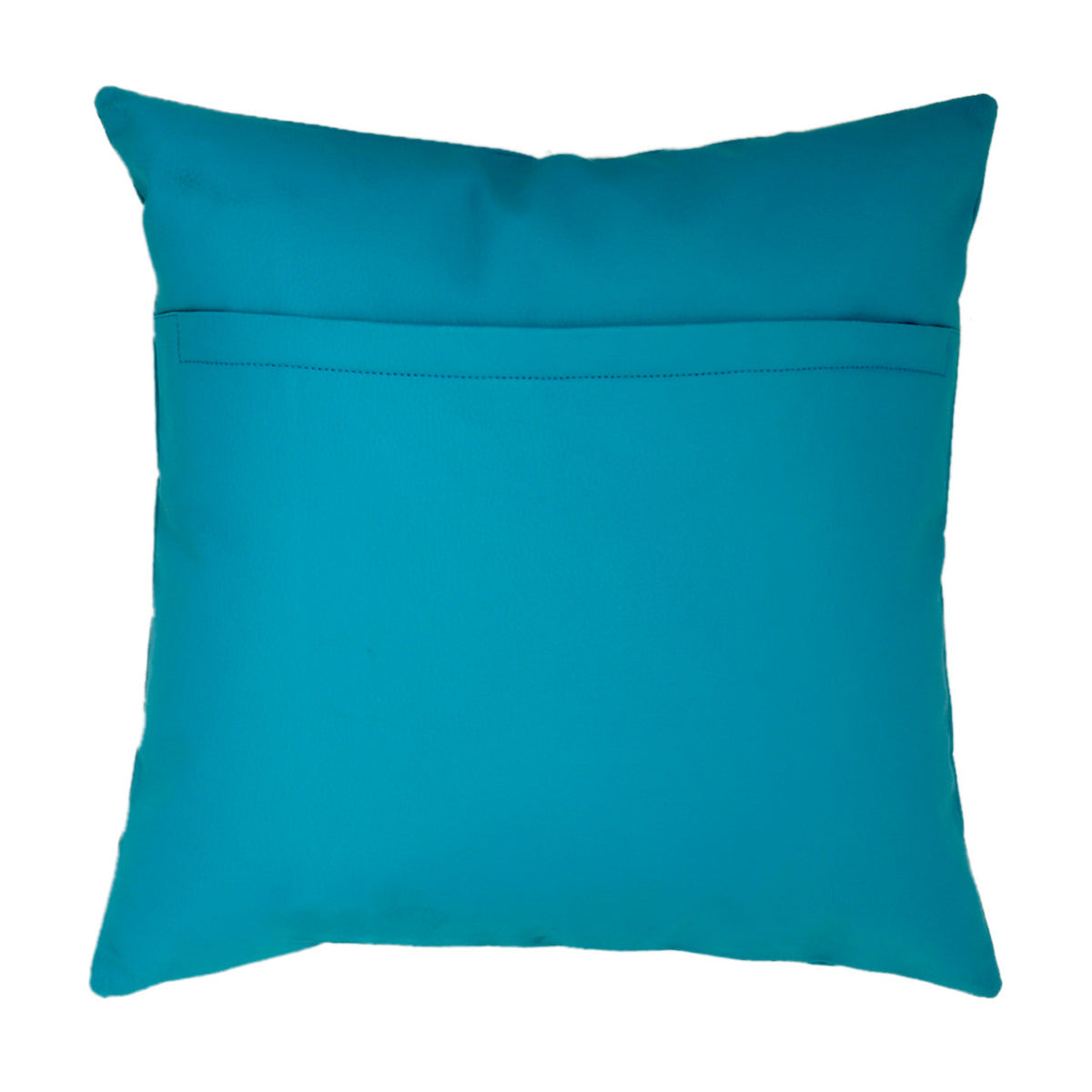 Plain teal blue faux leather reverse with a concealed envelope opening