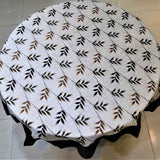 Printed(60 Inch) Round Table Cover(Beige-Brown)-Polyester - Jagdish Store Online Since 1965