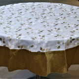 Beige Embroidered Table Cover front view