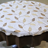 Embroidery(60 Inch) Round Table Cover(White-Brown)-Sheer - Jagdish Store Online Since 1965