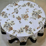 Printed(72 Inch) Round Table Cover(Brown-Cream)-Sheer - Jagdish Store Online Since 1965