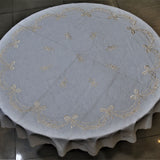 Embroidery(60 Inch) Round Table Cover(Cream)-Polyester - Jagdish Store Online Since 1965
