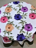 Purple Printed Polycotton Table Cover front view