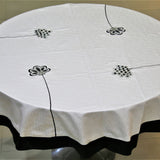Cream Embroidered Polyester Table Cover front view