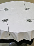 Cream Embroidered Polyester Table Cover front view
