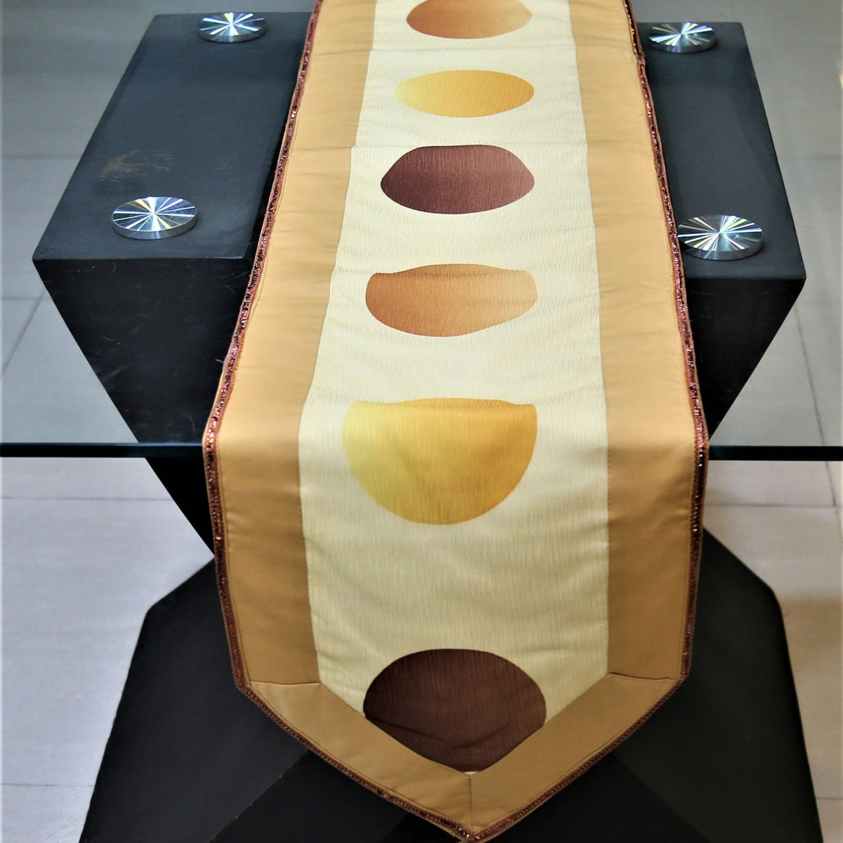 Printed(13 X 90 Inch) Table Runner(Gold)-Polyester - Jagdish Store Online Since 1965