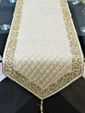 Beige Dupion Silk Table Runner 14 X 60 inch front view