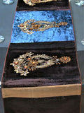 Brown Sequin Work Chenille Table Runner 13 X 60 inch front view