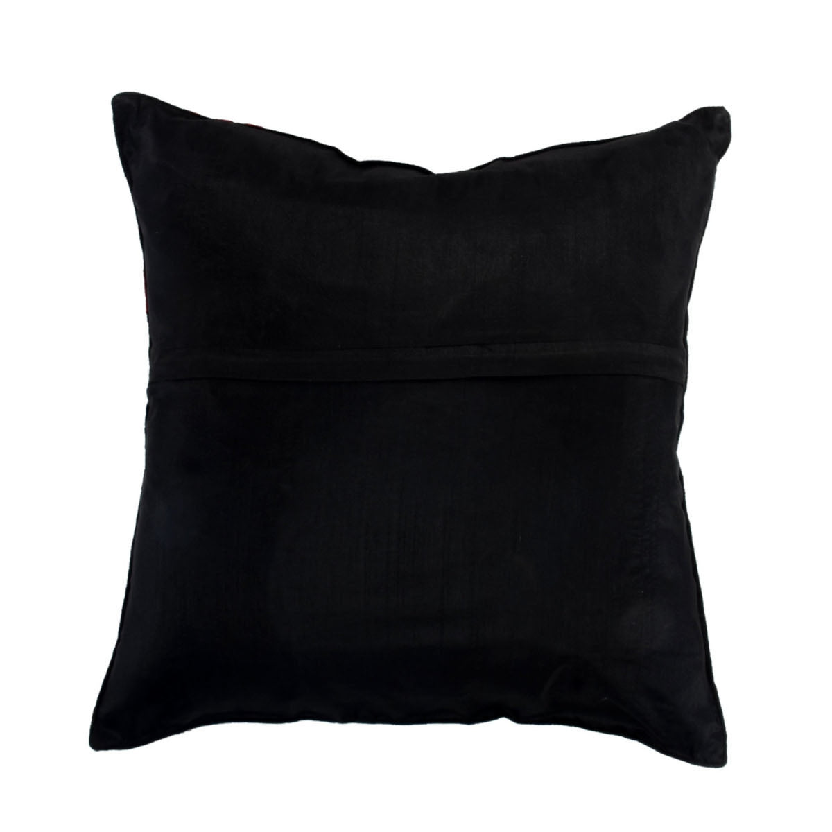 Plain black reverse of the red damask cushion cover