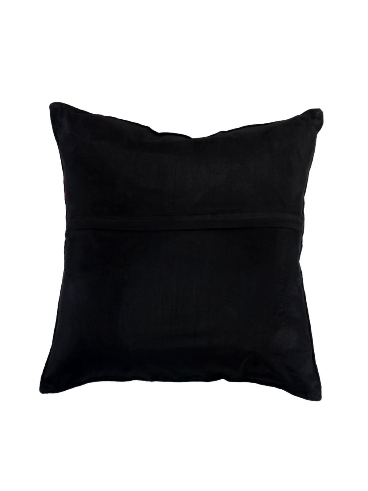 Plain black reverse of the red damask cushion cover