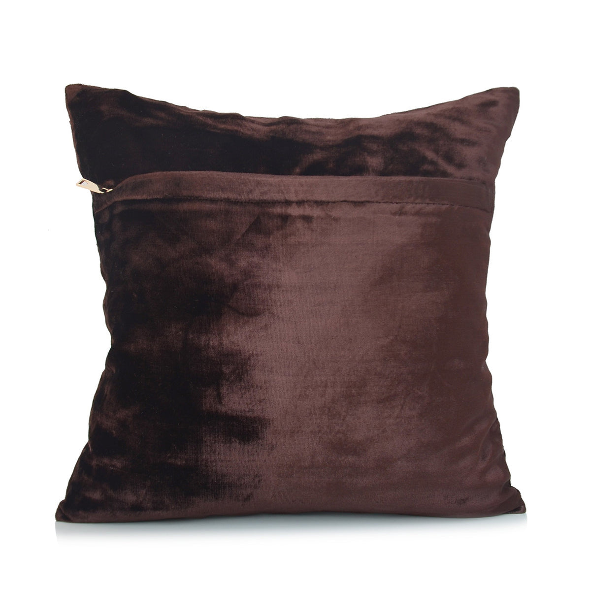 Plain dark brown velvet reverse of the dahlia flower cushion cover