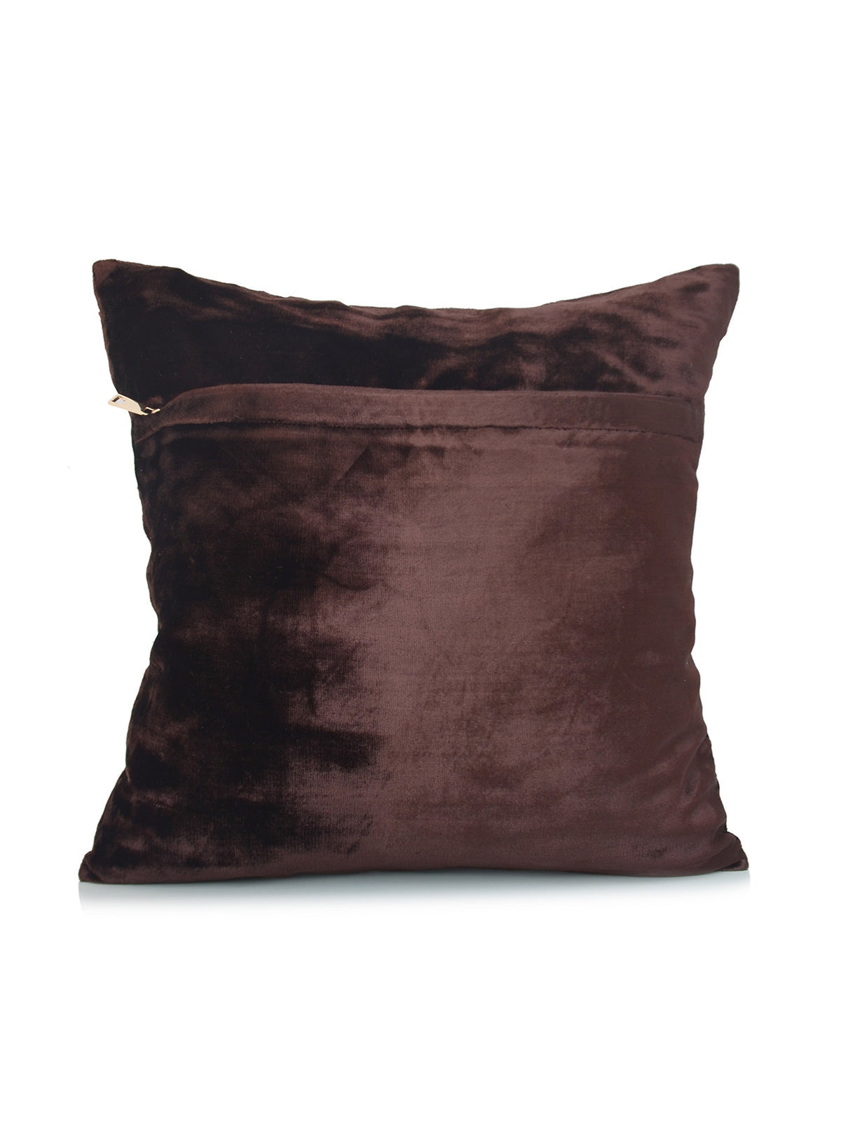 Plain dark brown velvet reverse of the dahlia flower cushion cover