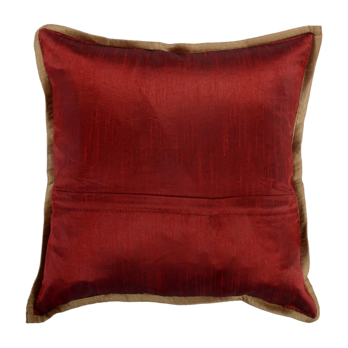 Plain maroon silk reverse with gold piping on the medallion cushion cover