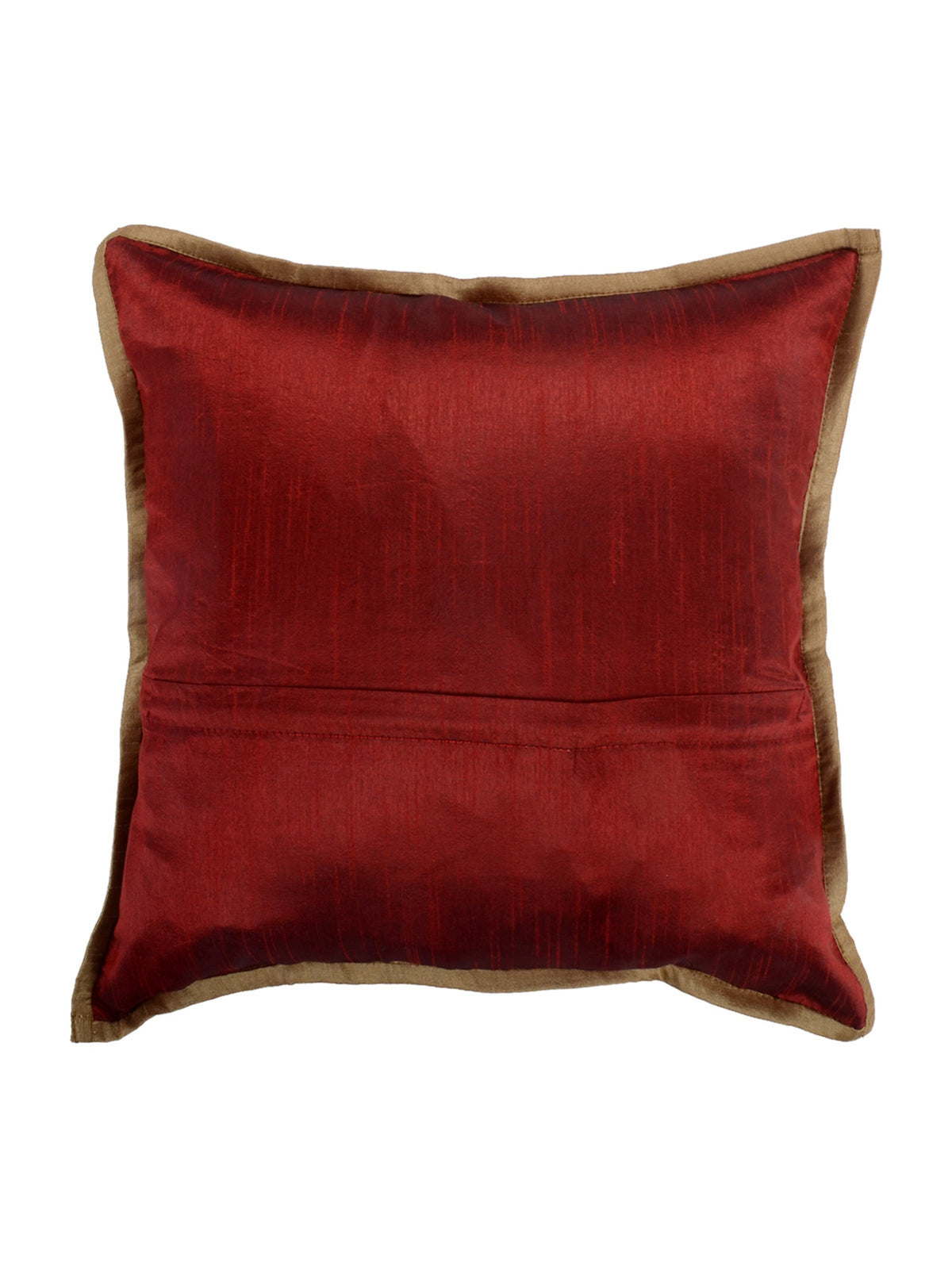 Plain maroon silk reverse with gold piping on the medallion cushion cover