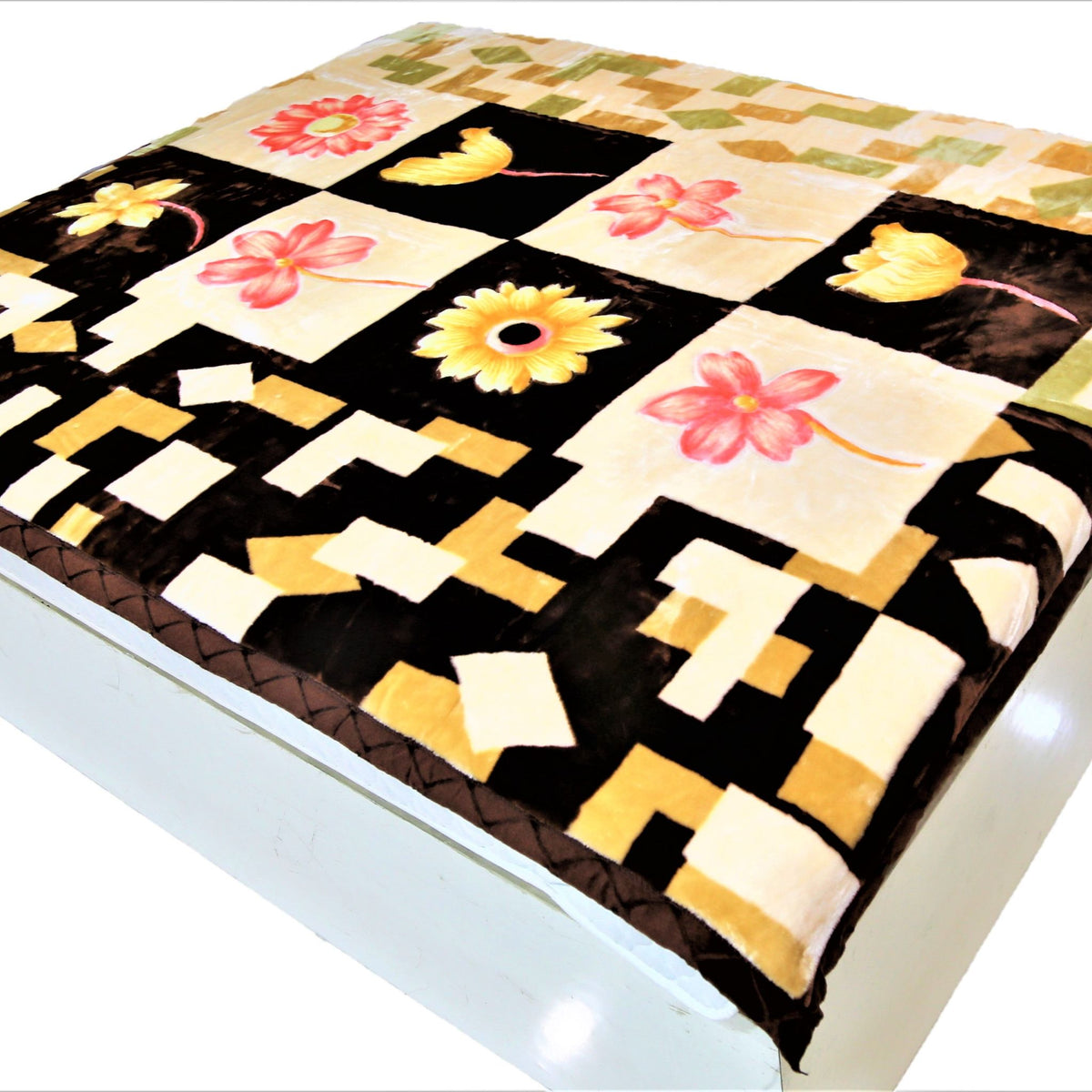 Double Print (Gold/Cream/Brown)Blanket(60 X 90 Inch)-Polyester(3.44 Kg) - Jagdish Store Online Since 1965