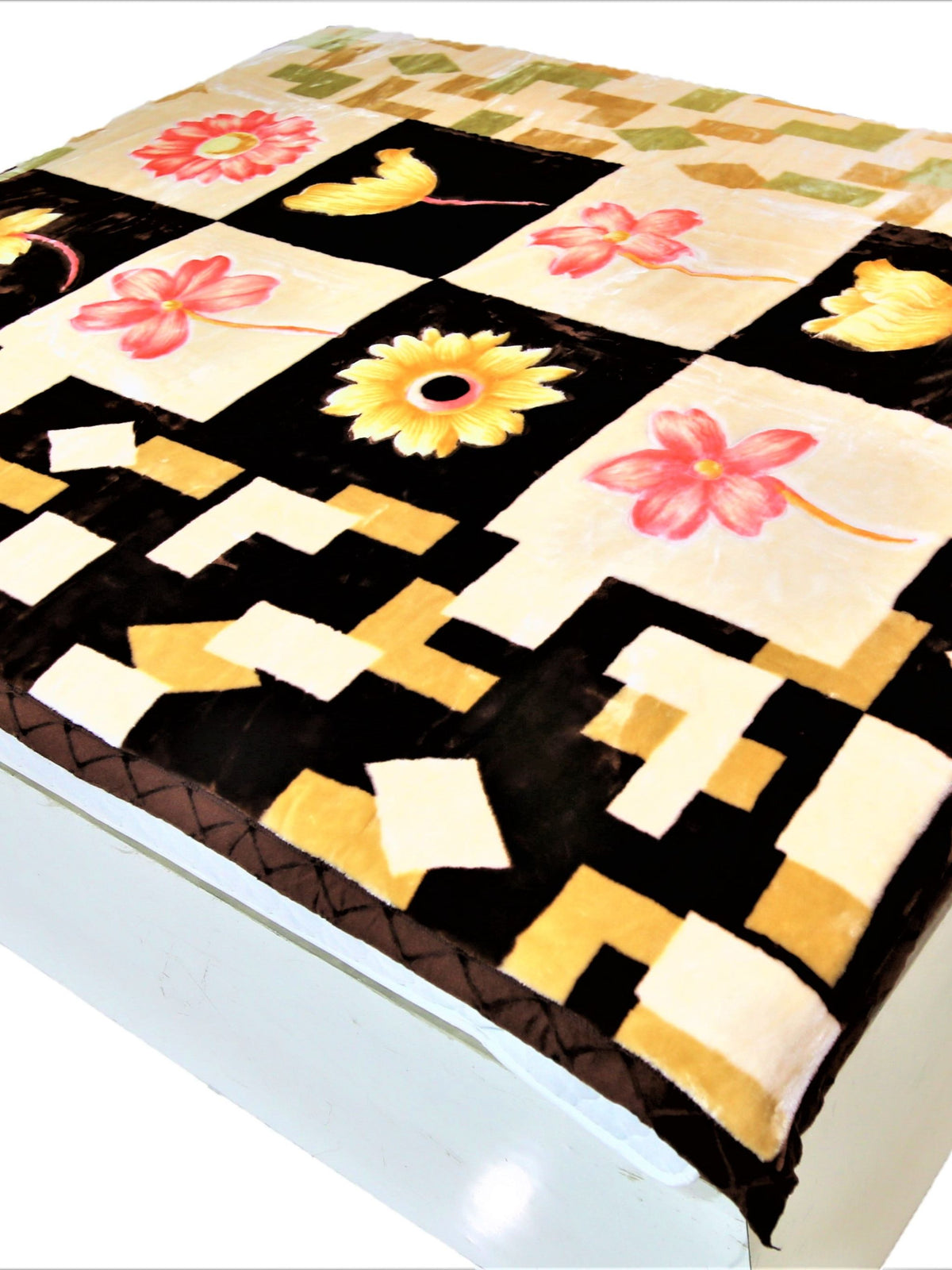 Double Print (Gold/Cream/Brown)Blanket(60 X 90 Inch)-Polyester(3.44 Kg) - Jagdish Store Online Since 1965