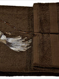 Brown Embroidered Cotton Towel Set front view