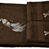 Brown Embroidered Cotton Towel Set front view