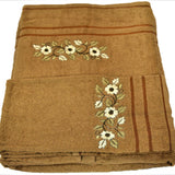 Beige Embroidered Cotton Towel Set front view