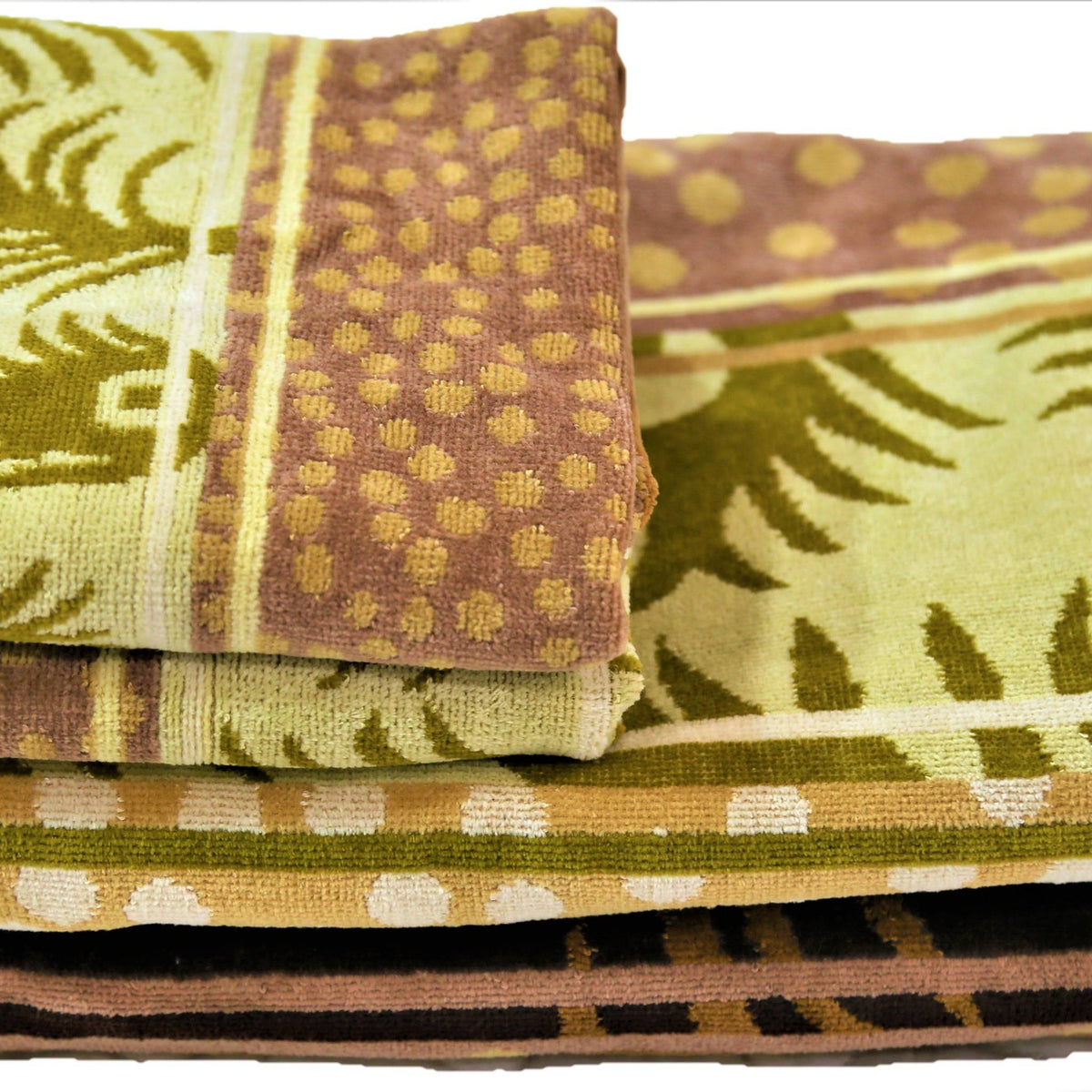 Gold Printed Cotton Towel Set front view