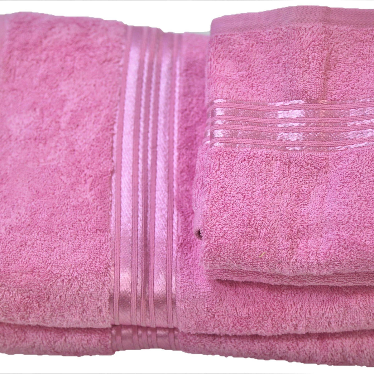 (Pink) Plain Cotton Bath Towel Set-4 Pcs Set - Jagdish Store Online Since 1965