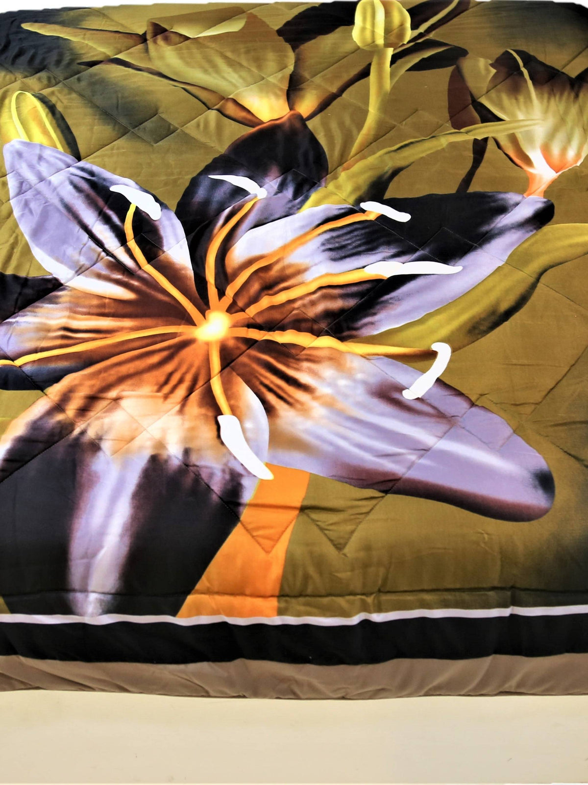 Beige Printed Polycotton AC Quilt front view