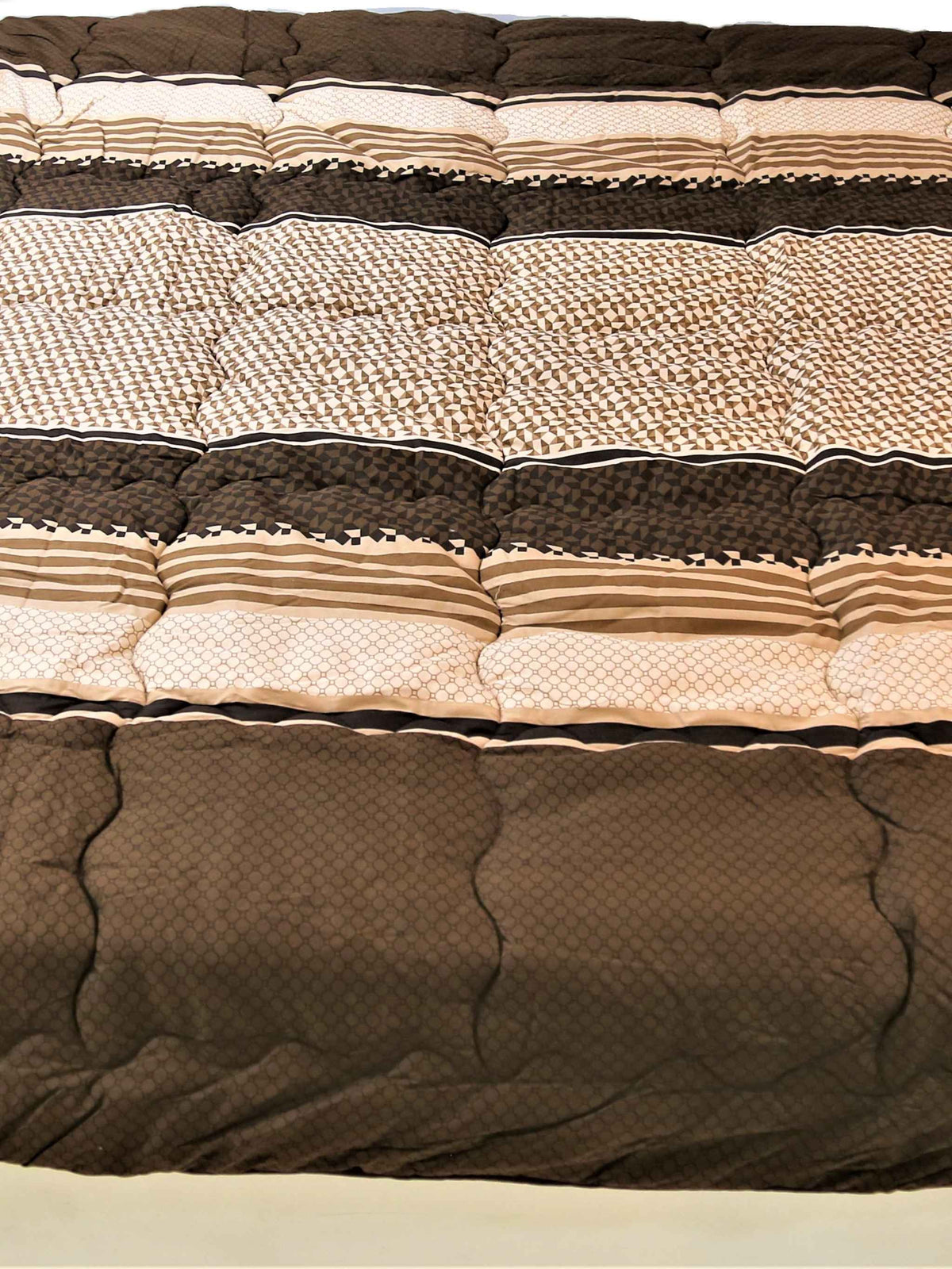 Beige Printed Cotton Quilt front view