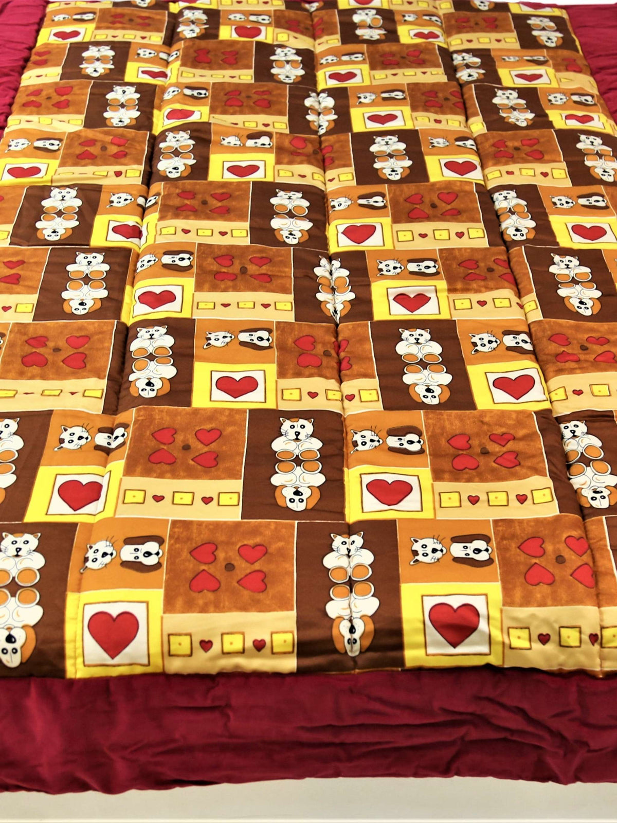 Brown Printed Cotton Quilt front view