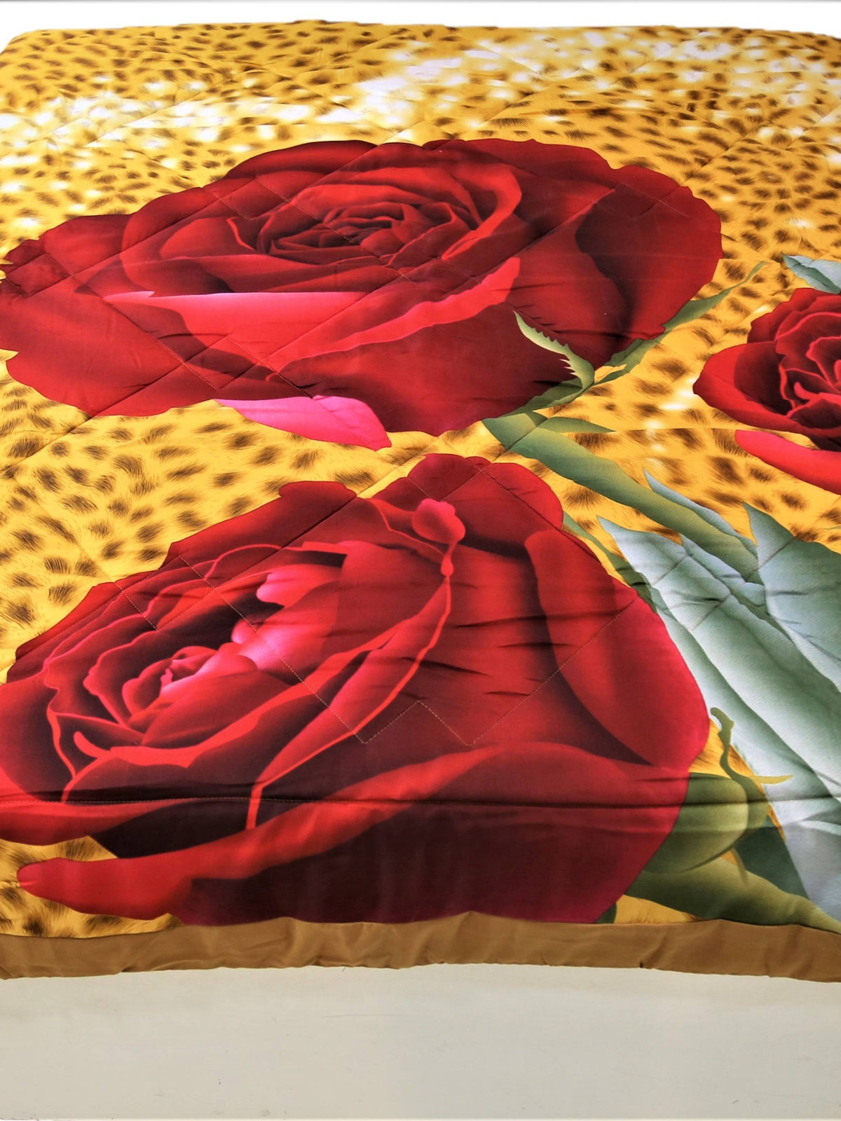 Brown Printed Polycotton AC Quilt front view