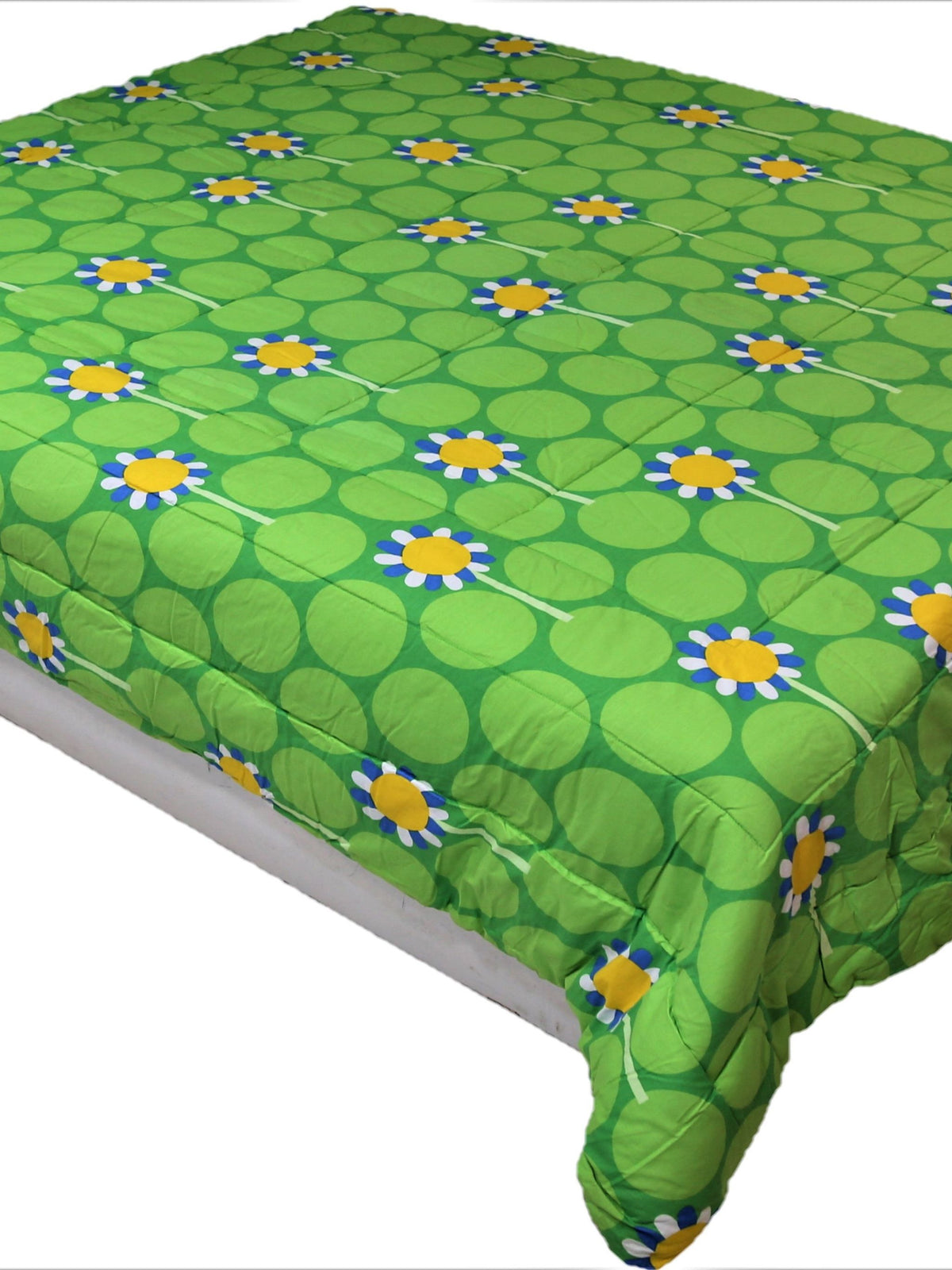 Green Printed Cotton AC Quilt front view