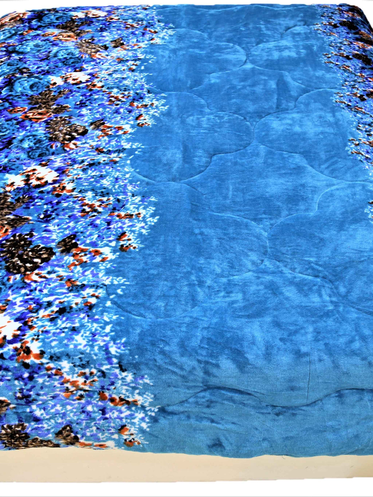 Blue Printed Quilt front view