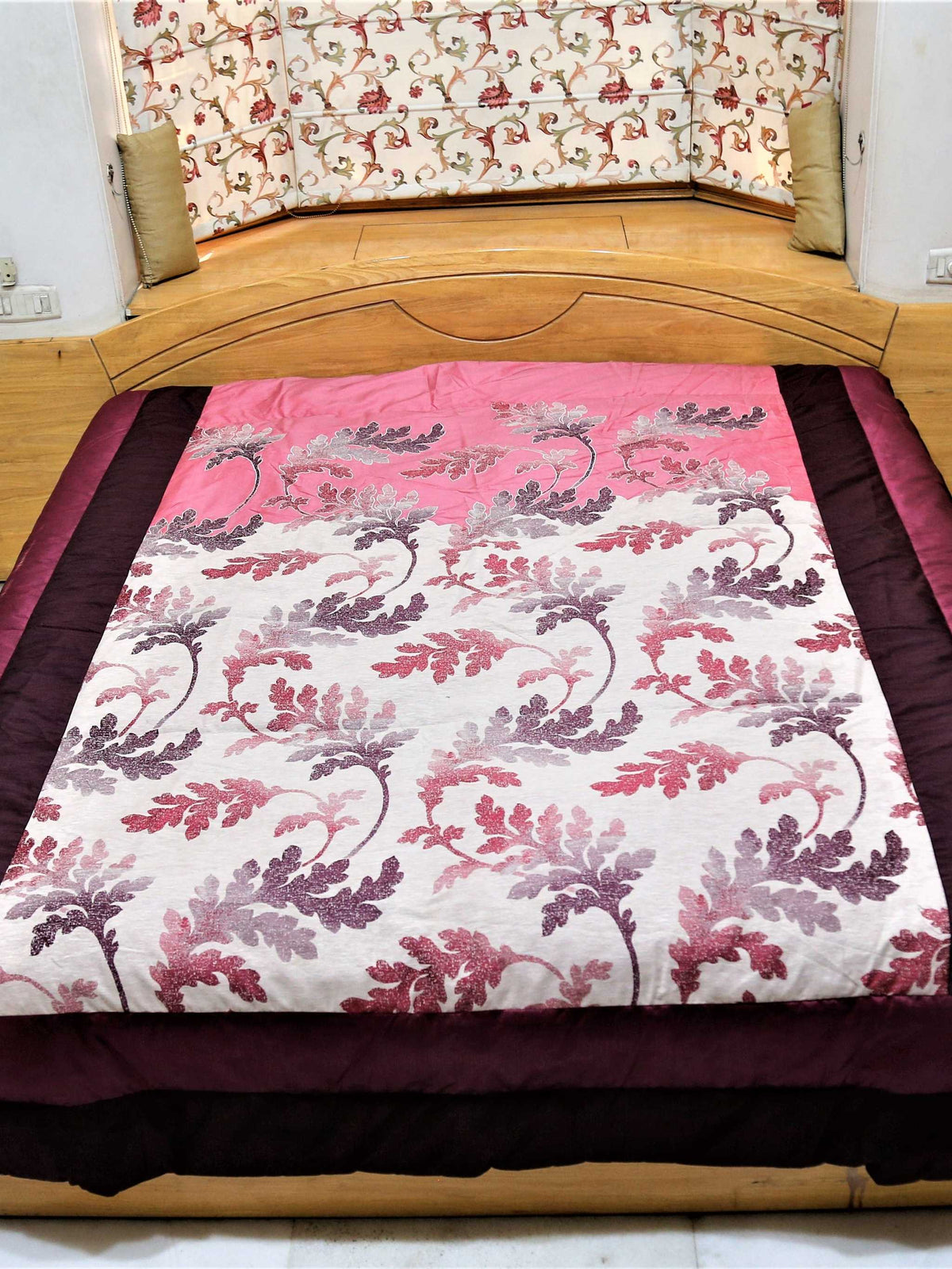 Beige Printed Cotton Quilt front view