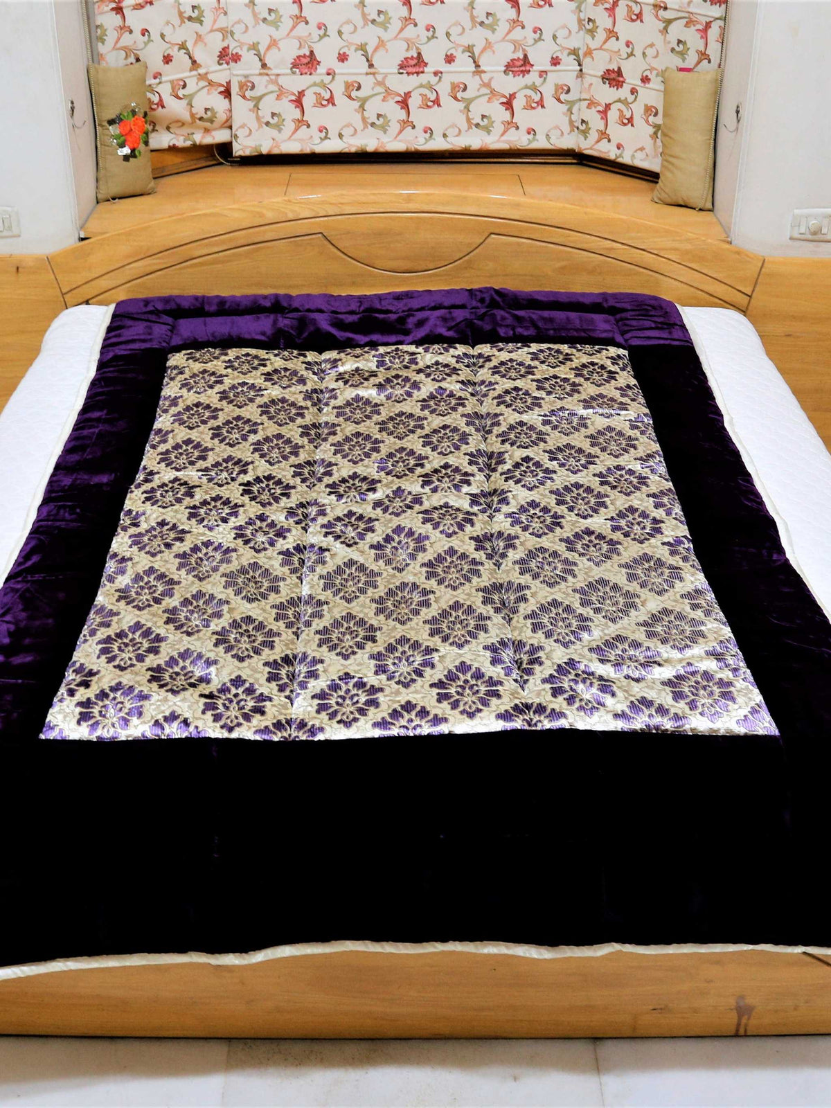 Purple Printed Chenille Quilt front view