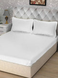 White Printed Cotton Bedsheet Set front view
