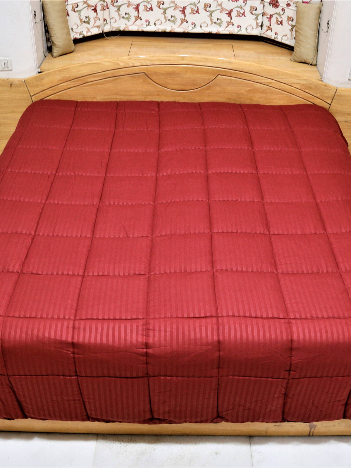 Maroon Satin Quilt front view