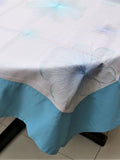 White Embroidered Polyester Table Cover front view