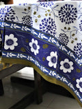 Blue Printed Cotton Table Cover front view