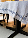 Grey Embroidered Cotton Table Cover front view