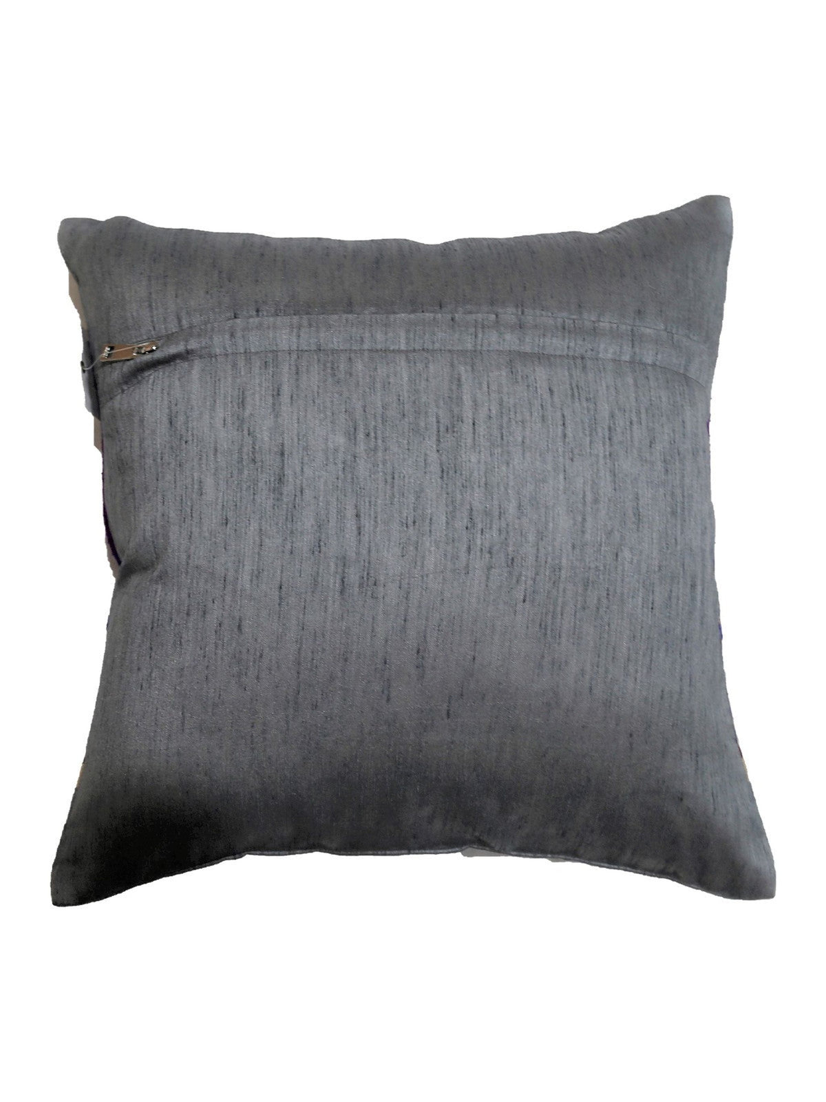 Plain grey dupion silk reverse of the banarasi brocade cushion cover