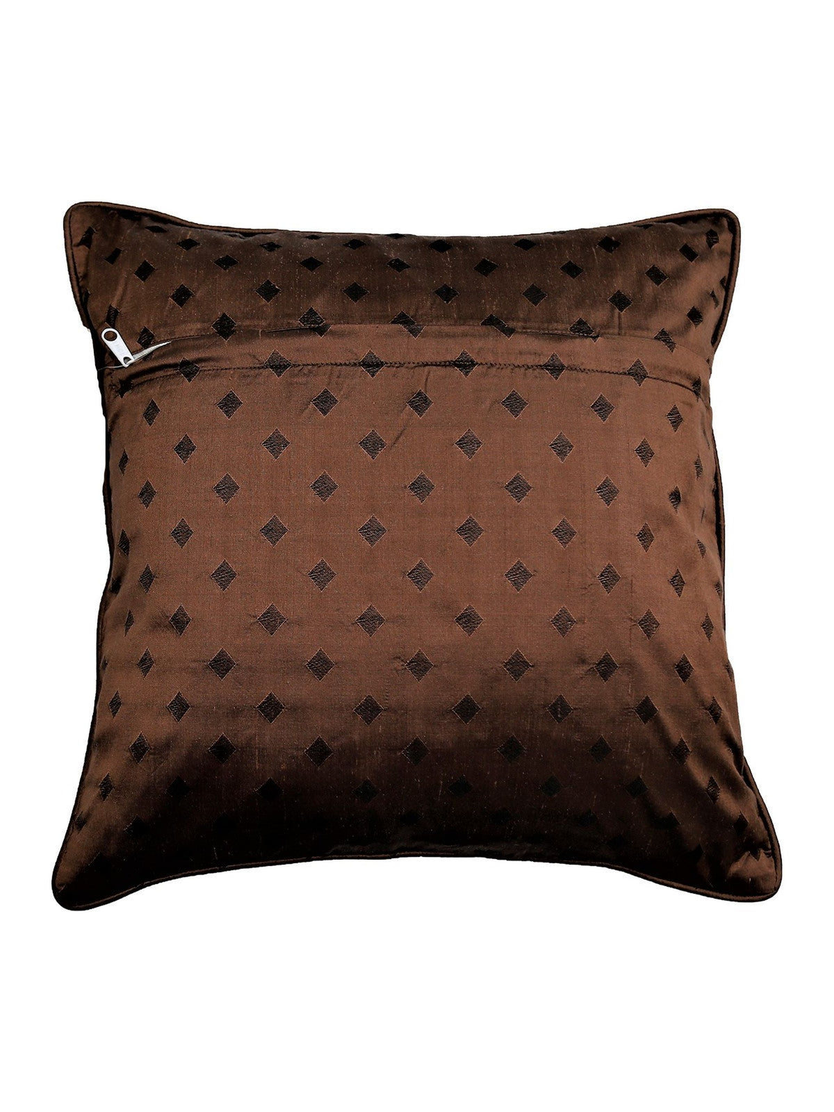 Brown diamond woven polysilk reverse with a concealed zip
