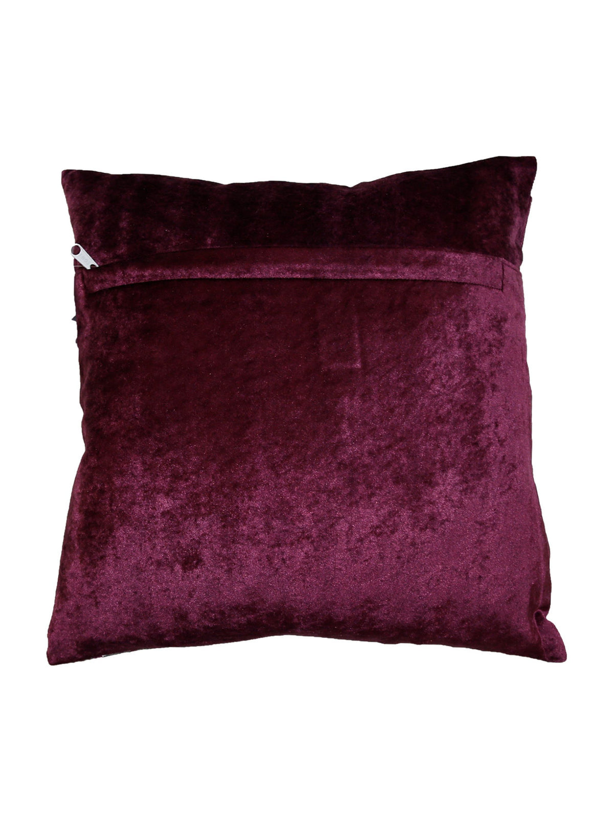 Plain wine velvet reverse of the silver foil printed cushion cover