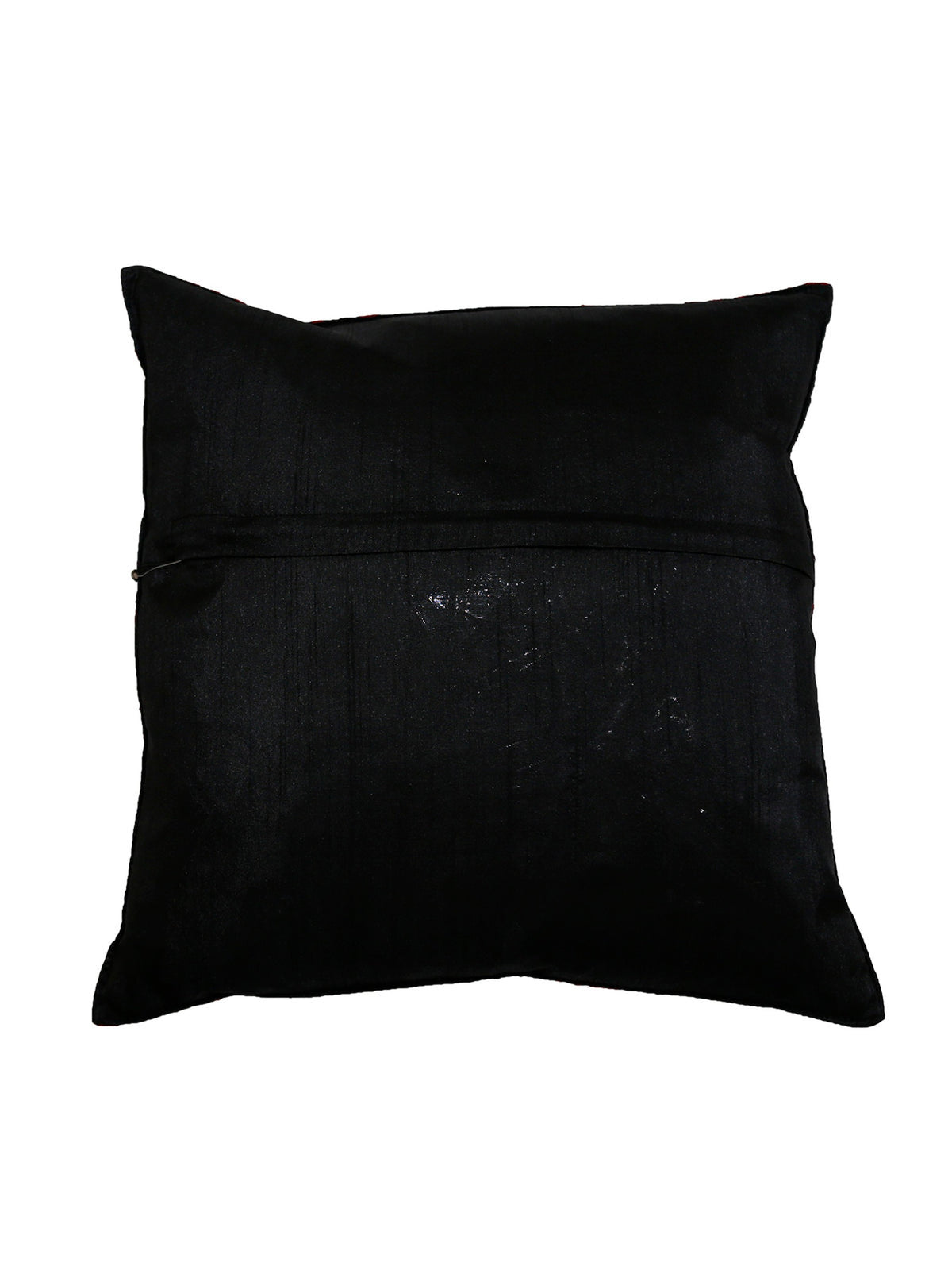 Plain black reverse of the red damask embroidered cushion cover